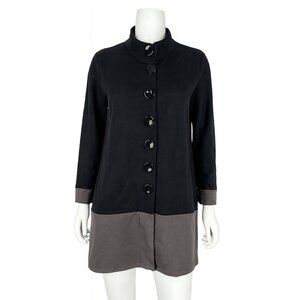 Neon Buddha XL Button Down Jacket Black & Gray Color Block Knit Long Artsy Boho